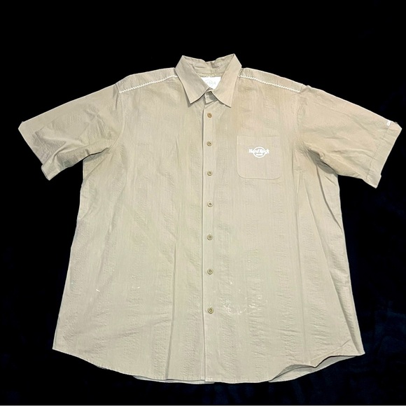 Hard Rock Hotel Cancun Button Up Shirt Men's Size 2XL Beige - Picture 1 of 14